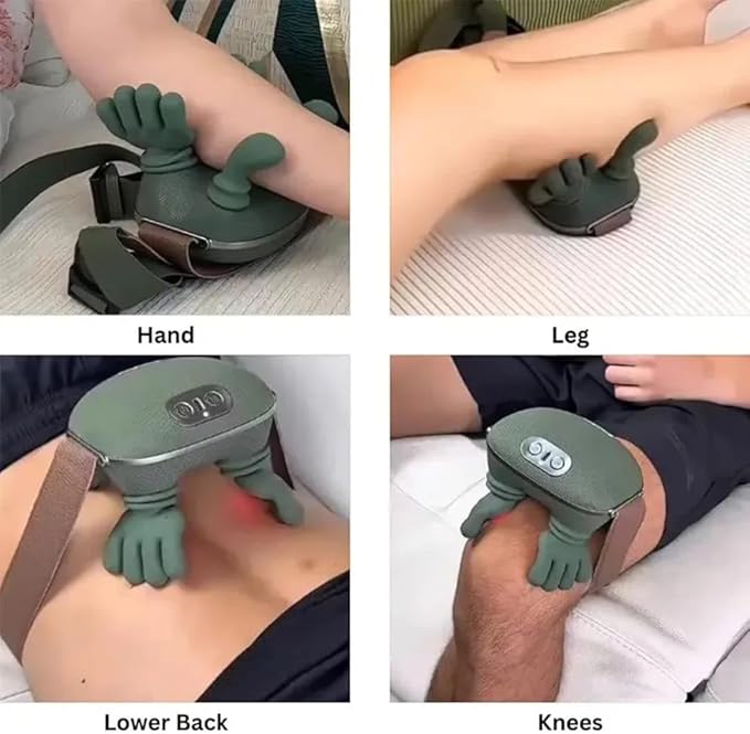 Neck & Back Massager with Heat, Portable Electric Deep Tissue Kneading, Human Hand Simulation for Pain Relief & Muscle Relaxation